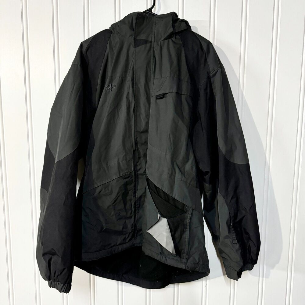 NORDICTRACK Jacket Mens Size LG Winter Puffer Down Zip Up Hooded Insulated Black
